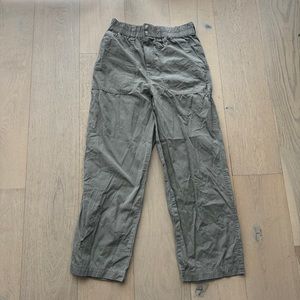 Madewell Wide Leg Pants Womens Medium Cropped Pleated High Rise Green